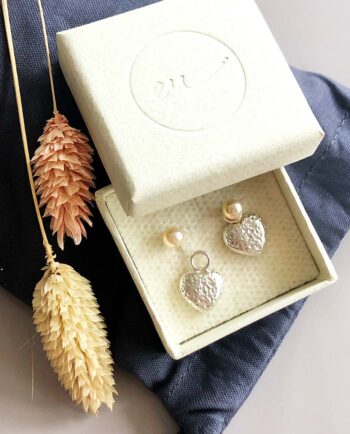 heart and pearl stud earrings